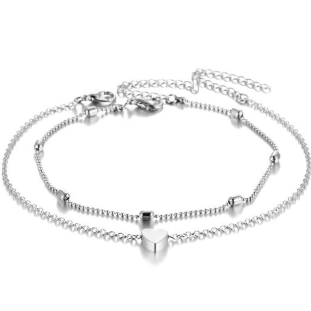 Layered Heart Anklet - Picture 4 of 6